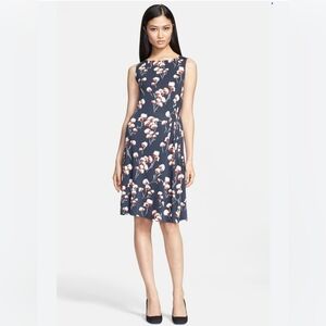 Tory Burch Gray Floral Cherry Blossom Dress Size L Large Euc!!